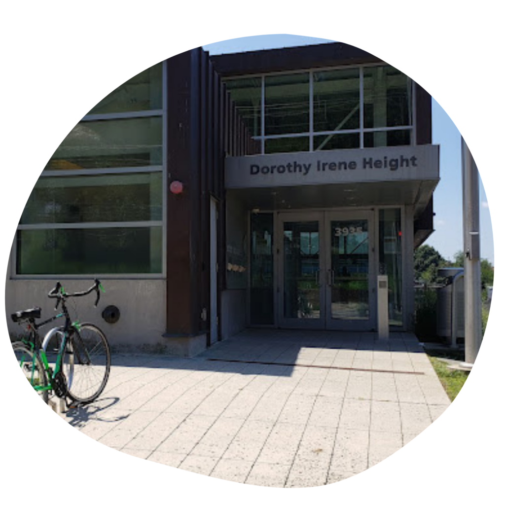 library with bicycle parked in front