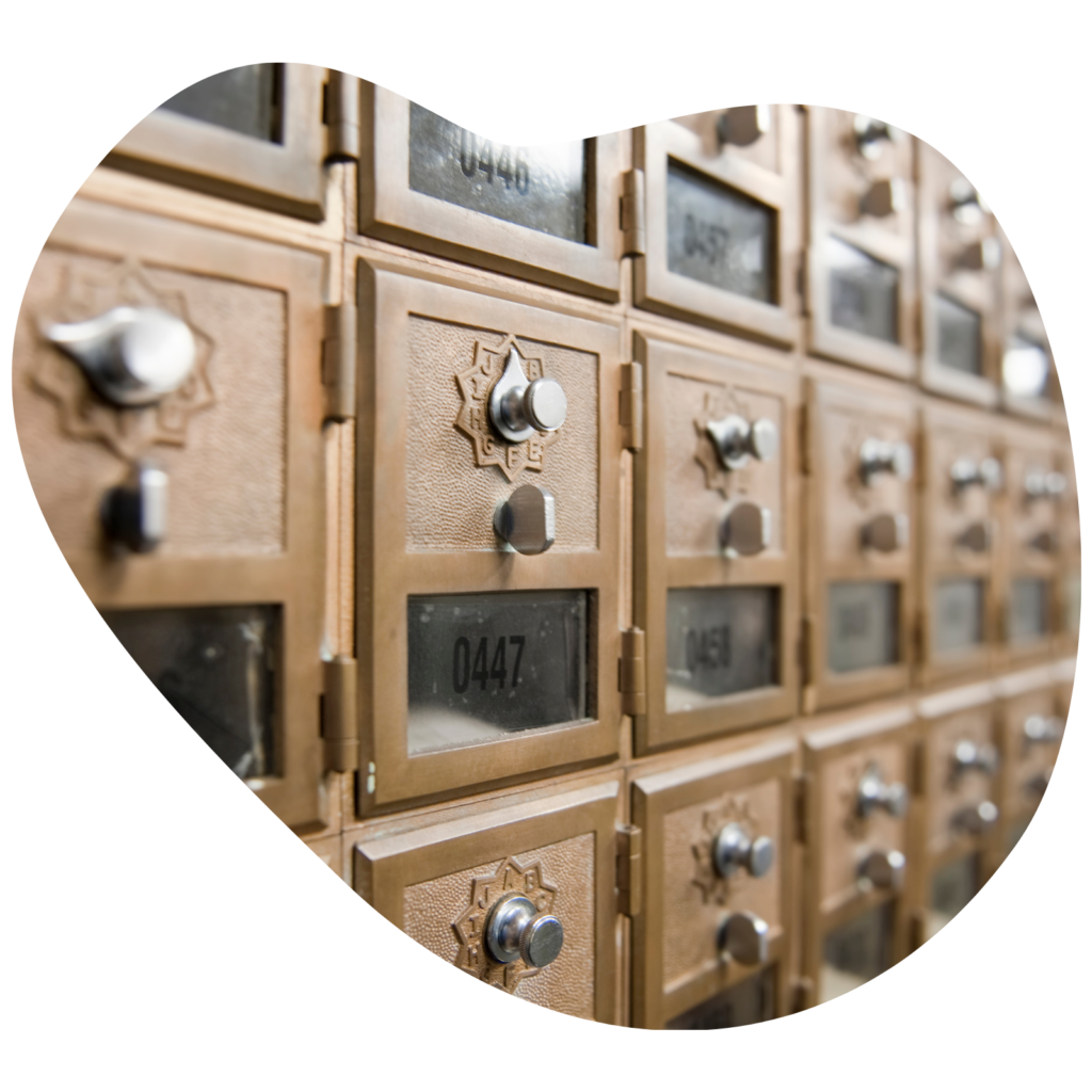 rows of post office boxes